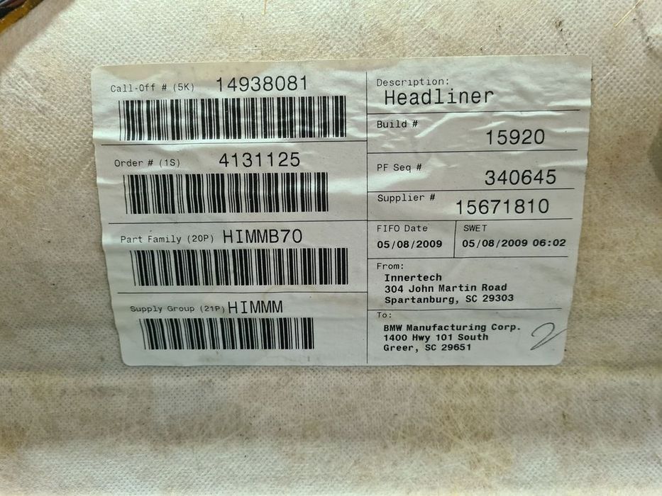 Tapiterie Plafon BMW X6 E71 2007 - 2015 (1008)