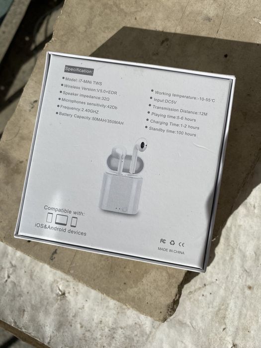 Truewireless Bluetooth  слушалки i7-MiNi 5.0, цвят - бял