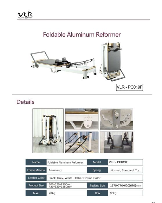 Aparat pilates reformer pliabil din aluminiu complet accesorizat