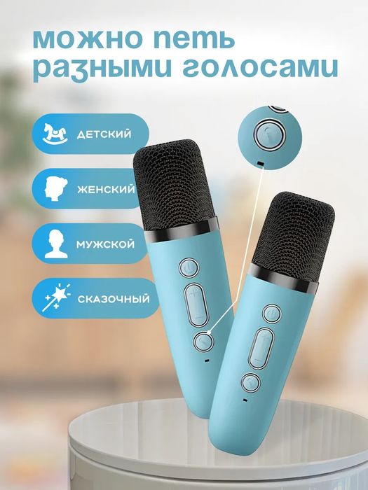 Музыкальная беспроводная колонка с двумя микрофонами