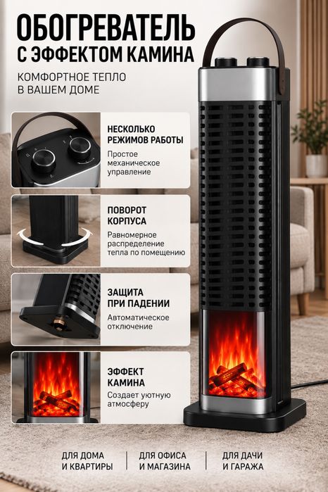 Обогреватель с эффектом камина ( ветерок )