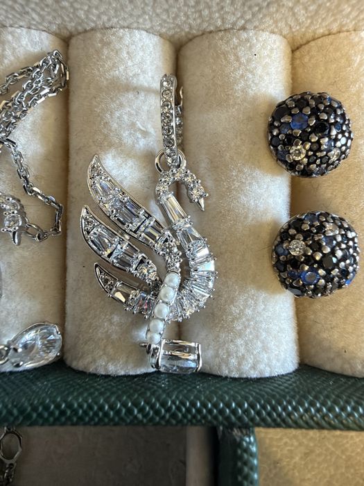 комплект серьги  и цепь swarovski