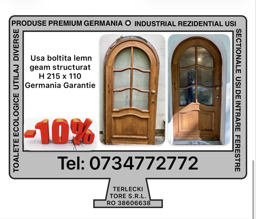 USA INTRARE CASA BOLTITA LEMN geam ornamental H 215 x L 110 Germania
