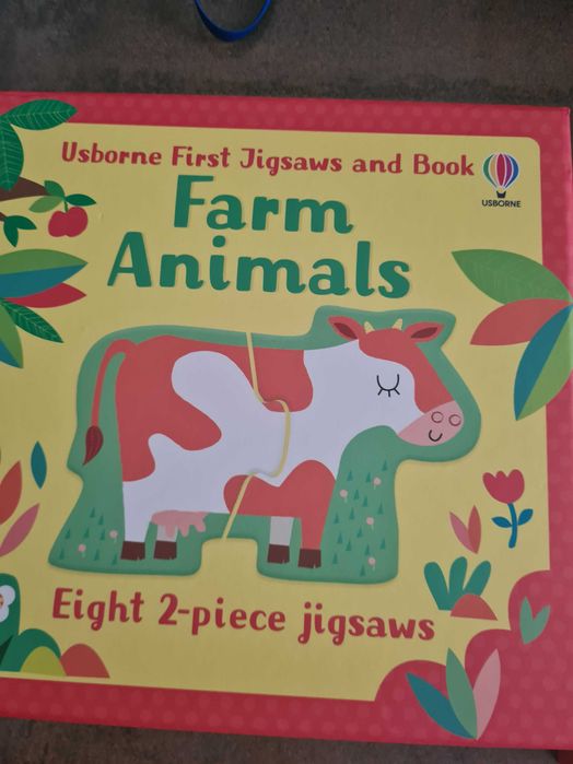 Set jucarii copii mici puzzle Usborne carte activitati si tractor