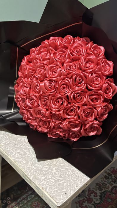 Цветы атласных лента букет 51 шт