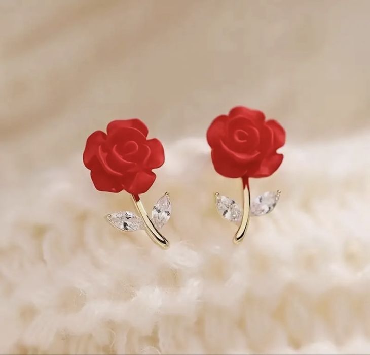 Обеци Роза с 22к златно покритие с кутия