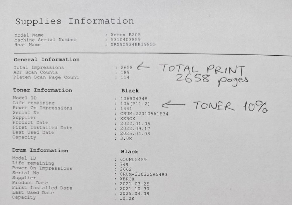 Xerox B205 printer, wifi, dublex, Scanner automat plus toner nou.