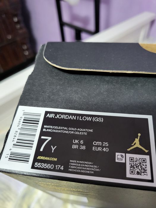 Air Jordan 1 low  white celestial gold aquatone 100% originali