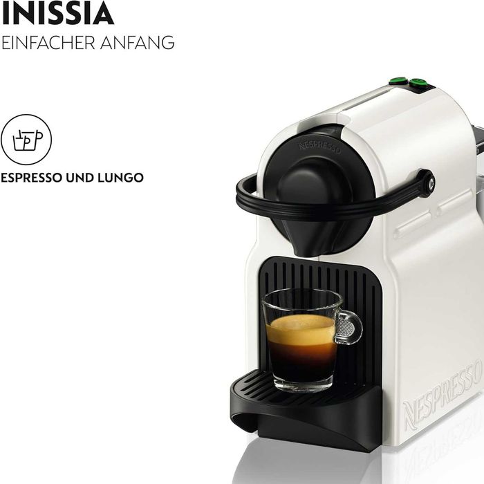 Кафемашина с капсули Krups Nespresso XN1001 Inissia, бяла с подарък 7 капсули