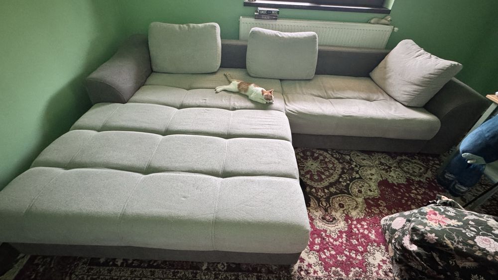 Coltar extensibil Salerno 4 locuri gri cu lada de depozitare