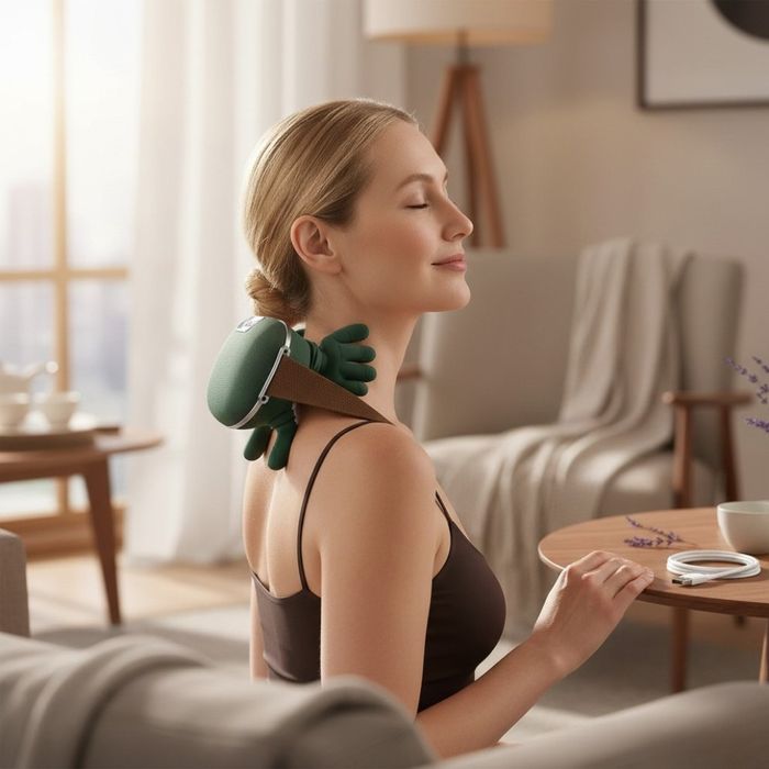 Масажор за врат и рамене с топлина, USB зареждане - 4D масаж