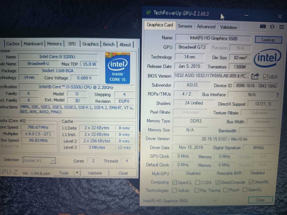Laptop asus R556L, Core i5 5200u, ram 4gb, hdd 500gb, baterie buna