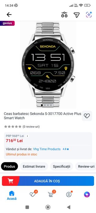 Oferta SIGILAT  Ceas Smartwatch SEKONDA Active Pro si Active Plus Smartwatch  curea neagra sau metalica rezistent la apa gps conectare telefon