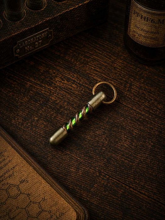 Tritium-BetaLight - Ръчно изработен Steampunk ключодържател със самосветеща тритиева ампула