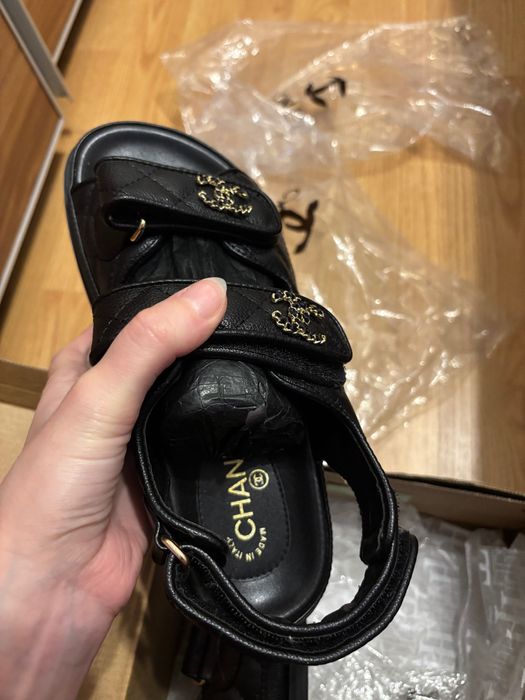 Sandale Chanel negru logo