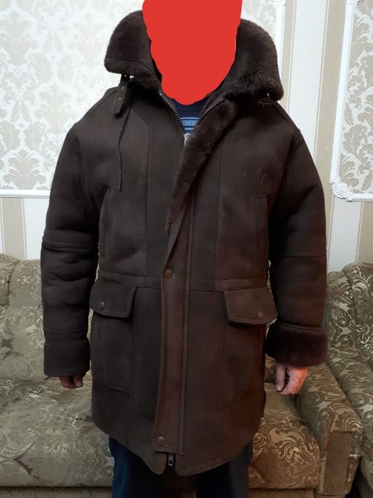 Дубленка мужская с капюшоном