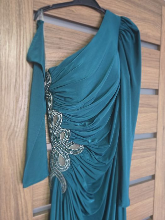 Rochie elegantă de nașă mărimea M, verde smarald