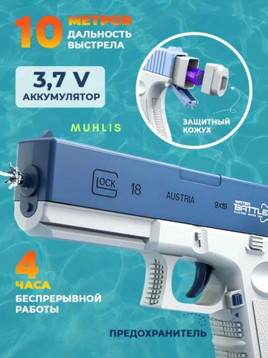 Детский электрический водяной пистолет Glock-18 автоматический.pi1
