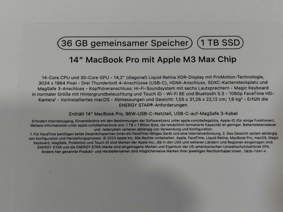 Macbook Pro 14 cu M3 Max 14C 30C GPU 36Gb 1Tb Space Black Sigilat