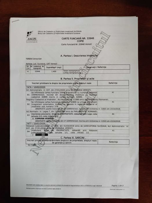 Teren Agricol 1.14 Ha (114 ari) în Verești, Suceava - Intabulat