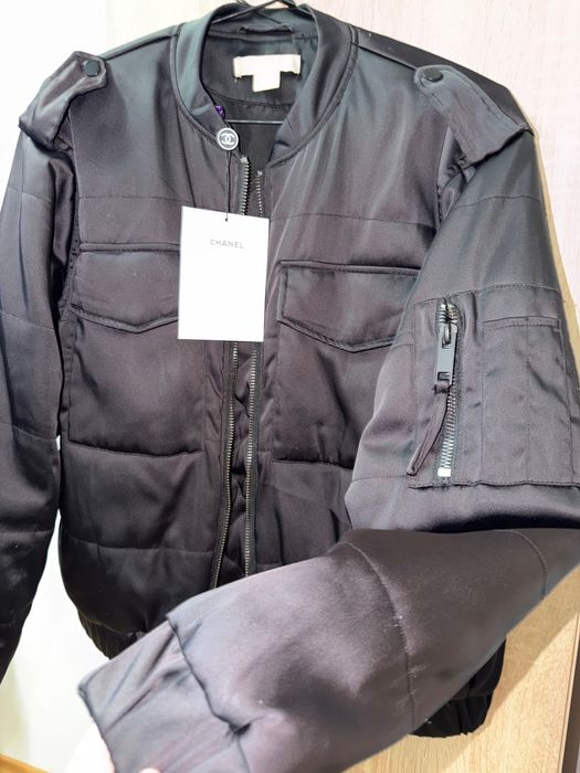 Geaca Chanel negru matlasata satinata nou