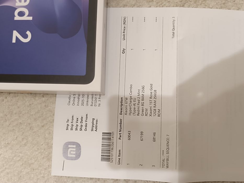 Tableta REDMI Pad 2 Mint Green 8GB RAM  256  ROM  sigilata factura