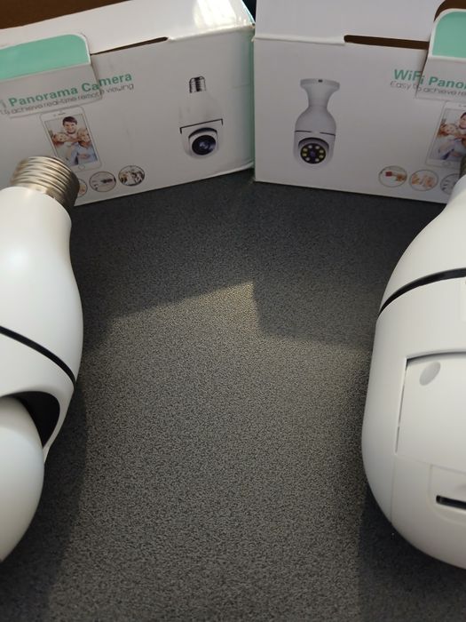 Set 2 camere WiFi Panorama Camera, cu control din telefon și vedere inclusiv noaptea în perfectă stare de funcționare, tehnic și estetic 10 din 10