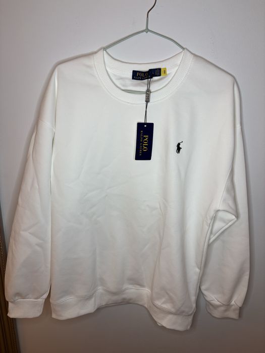 Bluză Polo Ralph Lauren albă, logo negru, cu etichetă marime L