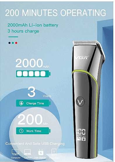 Безжична водоустойчива машинка за подстригване VGR, V-295