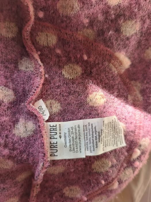 Salopeta Pure Pure cu botosi si manusi din lana fiarta - Dusty Pink