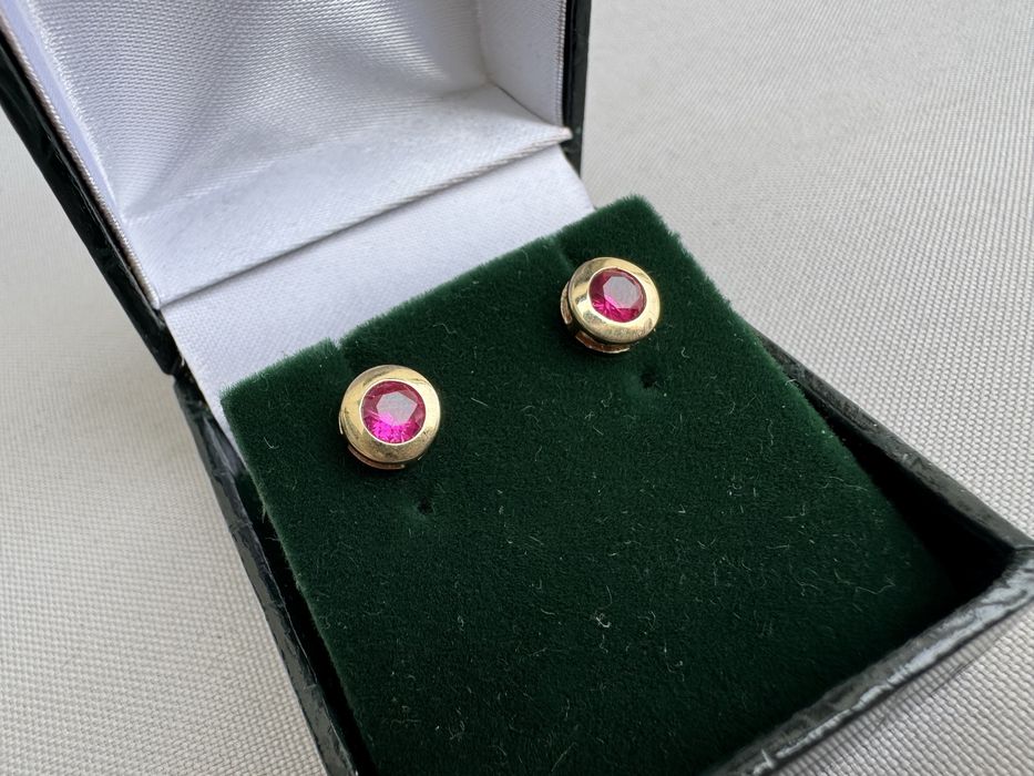 Cercei aur 14 k si rubine