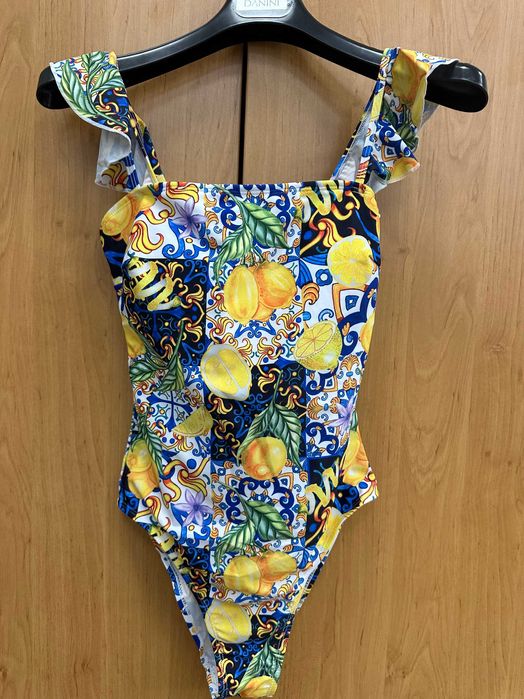 Дамски цял бански с принт на лимони