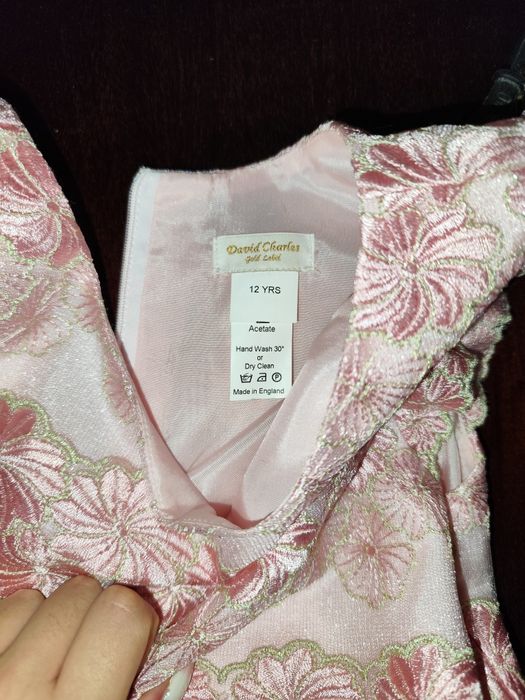 Rochie brodată rose, David Charles "Gold Label"