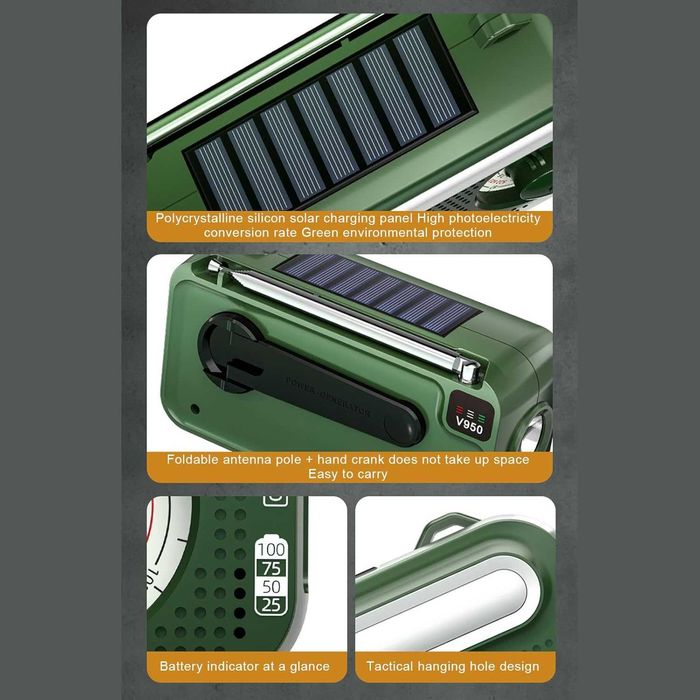 Преносимо радио, водоустойчиво аварийно AM/FM ,  аларма и LED фенерче