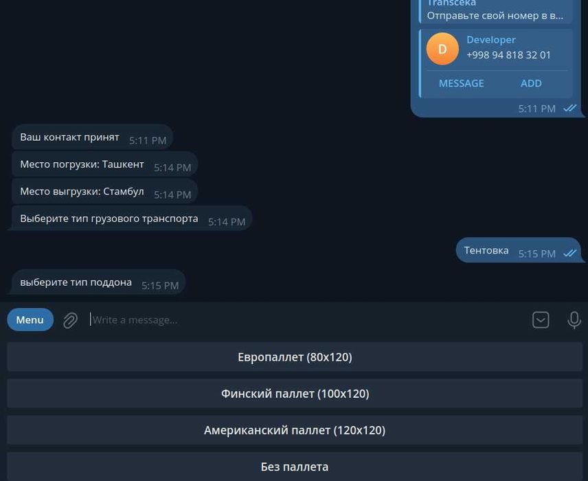 Telegram bot yaratish xizmati