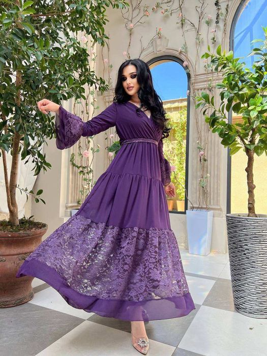 Вязанный двойка, шифон куйлак, хозирда тренд булган яна бир куйлак