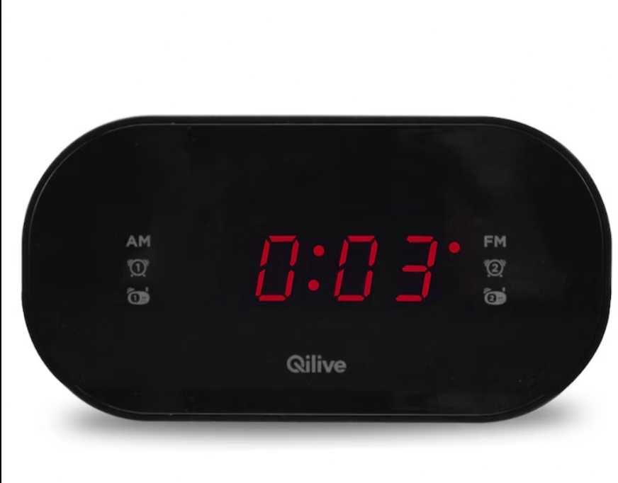 Radio cu ceas Qilive cu 10 posturi presetate si alarma duala