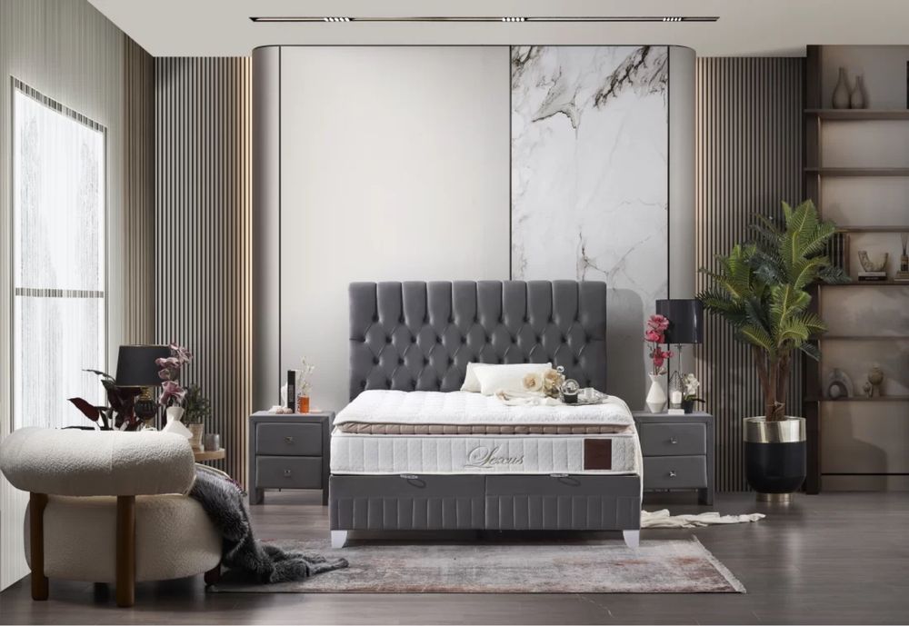 Тапицирано легло Lexus Платинено Сиво с луксозен матрак