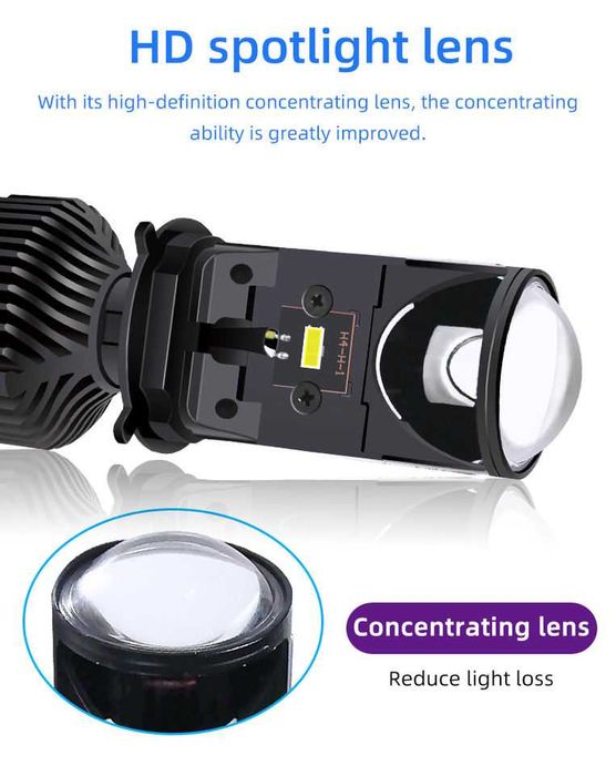 Комплект от 2 LED крушки H4 с лупа, Y6, 2x35 вата, 110x60мм, Canbus