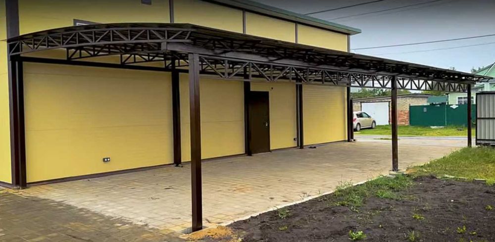 Навесы из поликарбоната, металлочерепицы, профнастила.