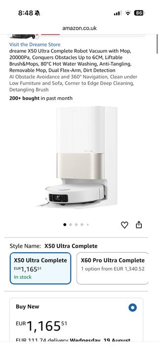 Dreame X50 Ultra Complete 20000Pa, Al, Робот Прахосмукачка + Самопочистваща Станция Сухо и Мокро!