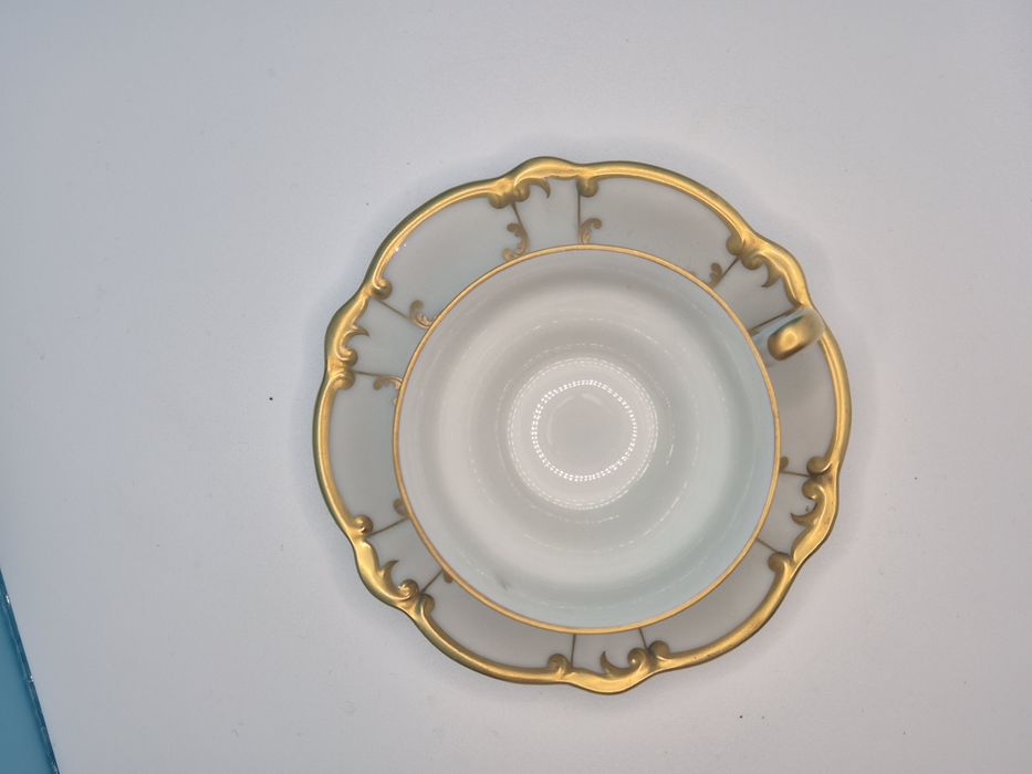Set ceașcă și farfuriuță porțelan Bavaria vintage, decor aurit