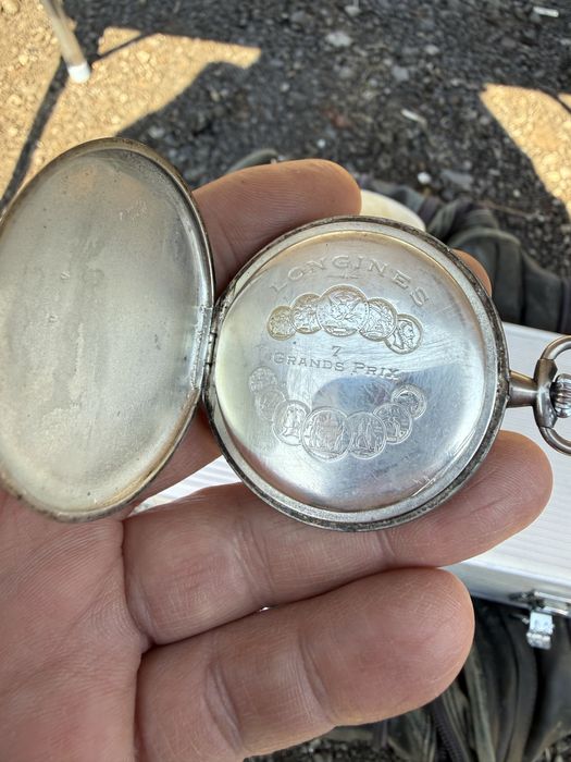 стар джобен сребърен часовник longines