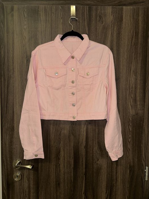 Чисто ново светло розово дънково дънкено яке