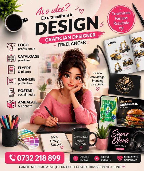 Designer Grafic, Grafician, Logo, Cărți de Vizită, Pliante, Cataloage