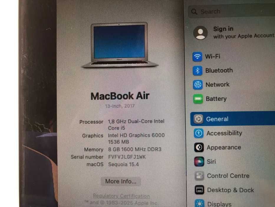 MacBook Air 13,3 '' 2018 i5 1,8 GHz, 8 GB, SSD 128 GB. CA NOU