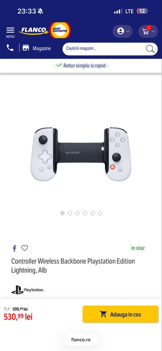 Controller Wireless Backbone Playstation Edition Lightning,Alb SIGILAT