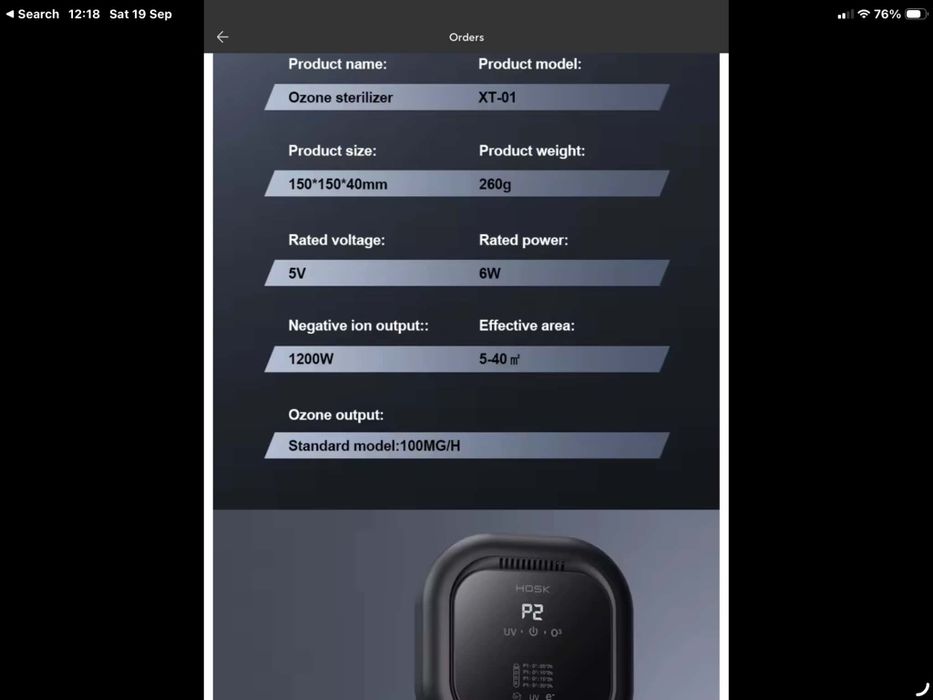 Purificator de aer  pentru cameră