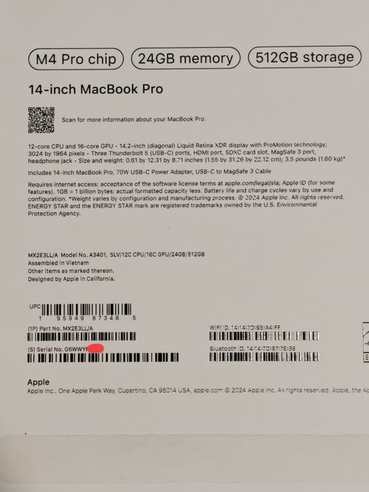 MacBook Pro 14 M4PRO 24/512 20 циклов