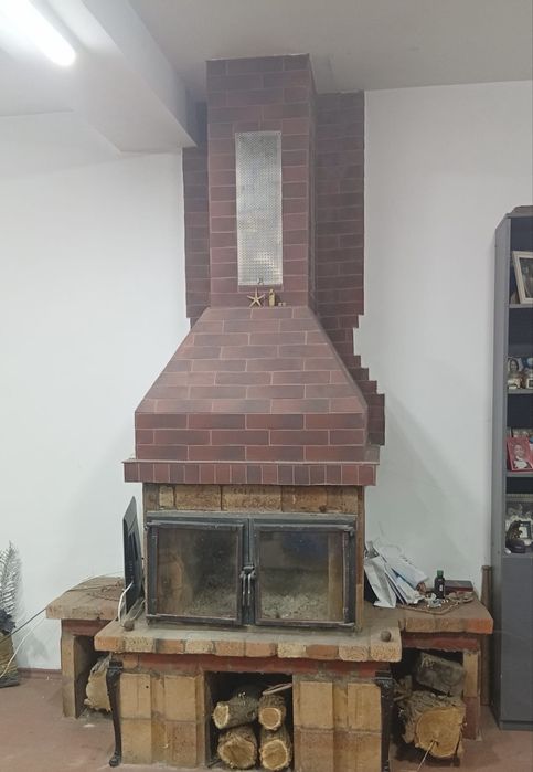 Șemineu rustic cărămidă / geamuri termorezistente Germania